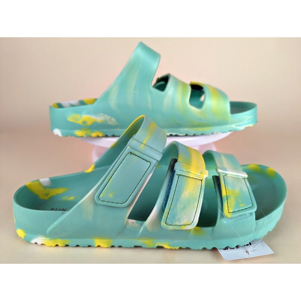 Sun Stone Bowie Slide Sandals Mens 10 M Green Yellow Tie Dye Summer Shoes NWT